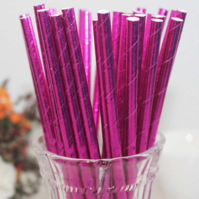 Party Straws - Metallic Pink