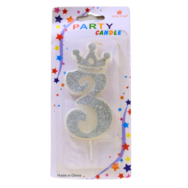 Silver Number Candle - 0 to 9