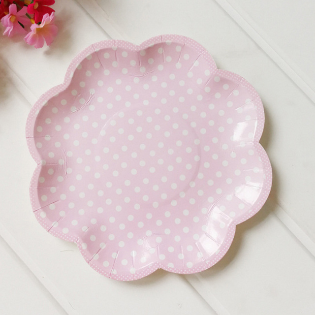 Pink-Dotted Petal Plate (8 inches)